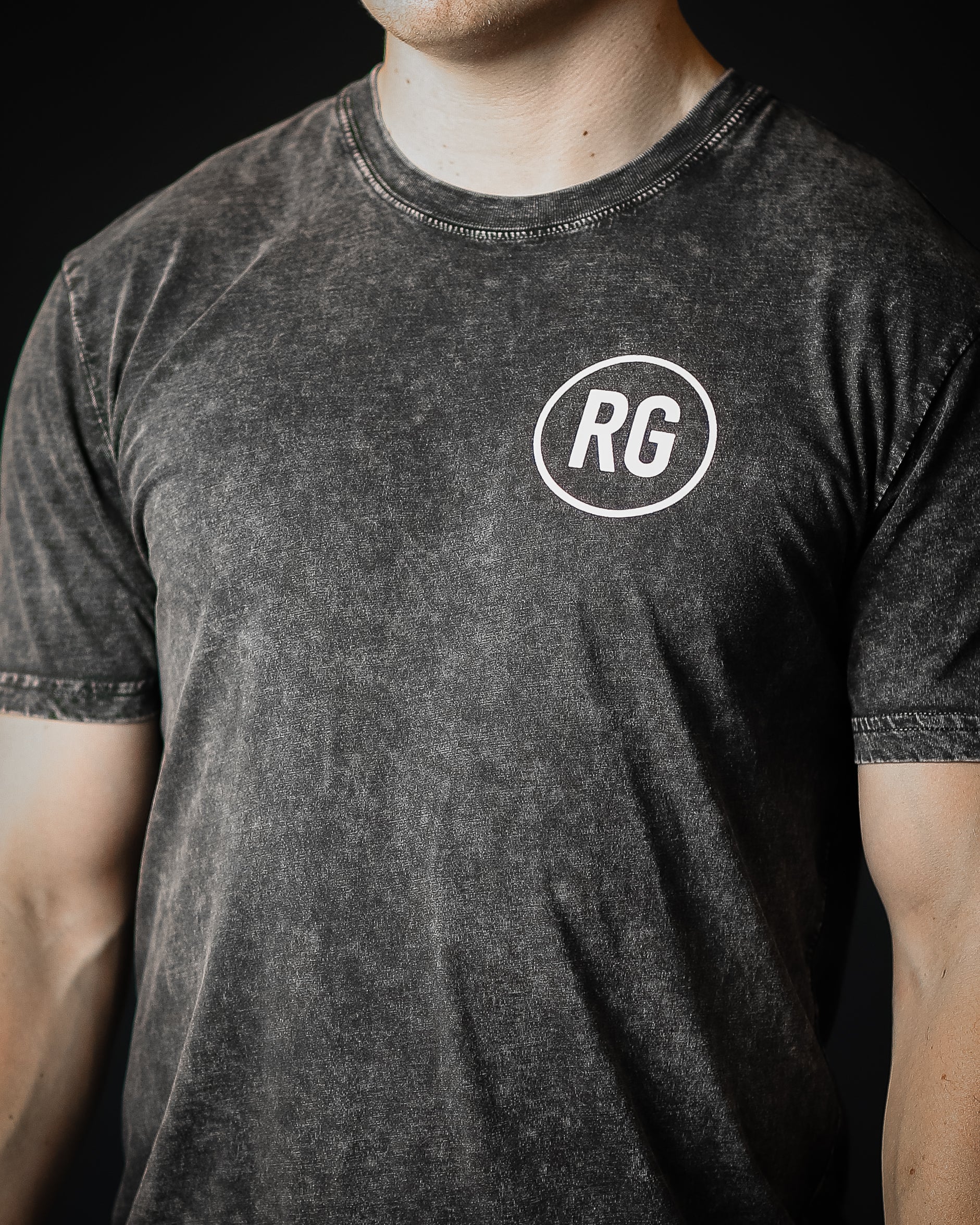 RooGrips Black Stone Wash T-Shirt Front View