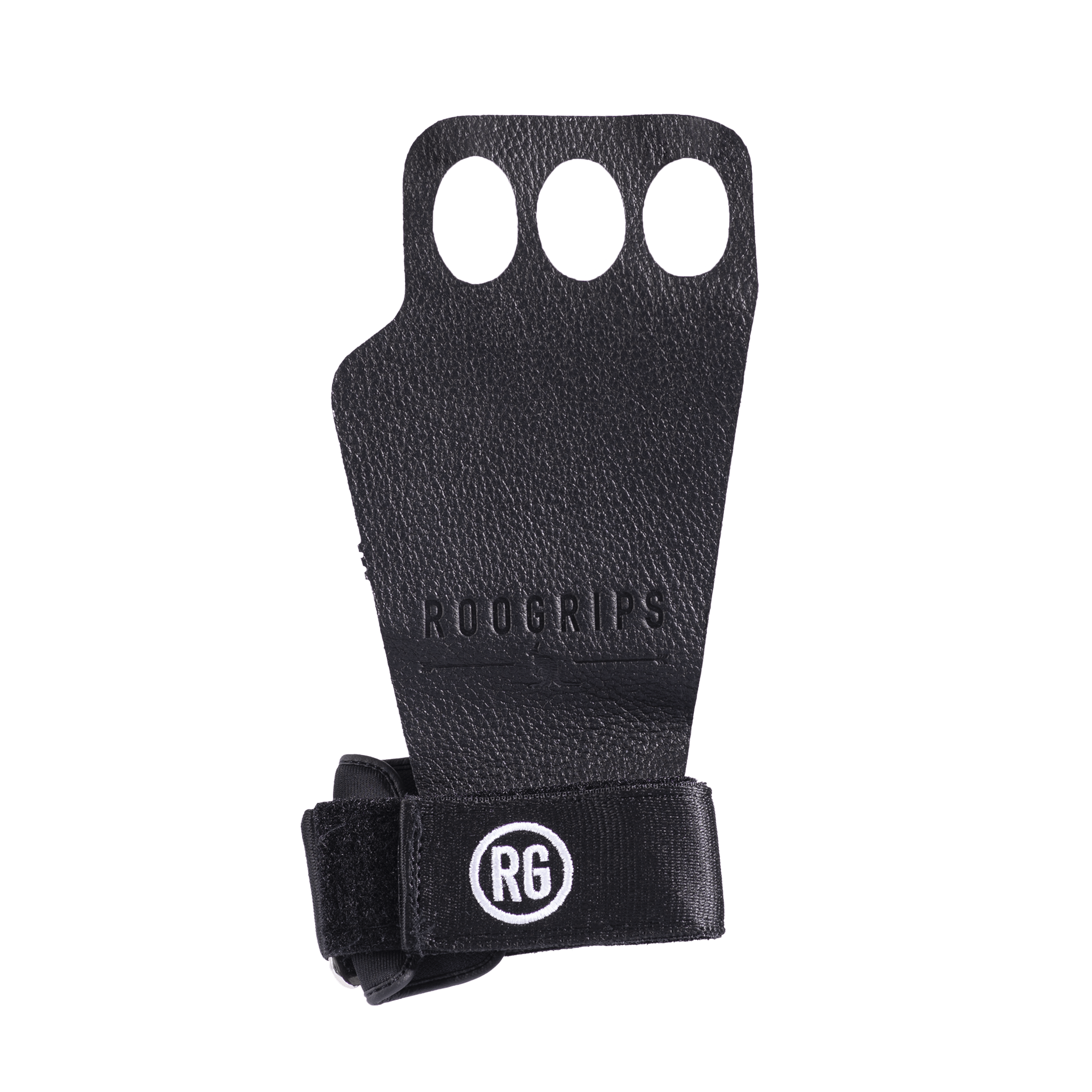 RooGrips Three Finger Black Crossfit Grips Front View