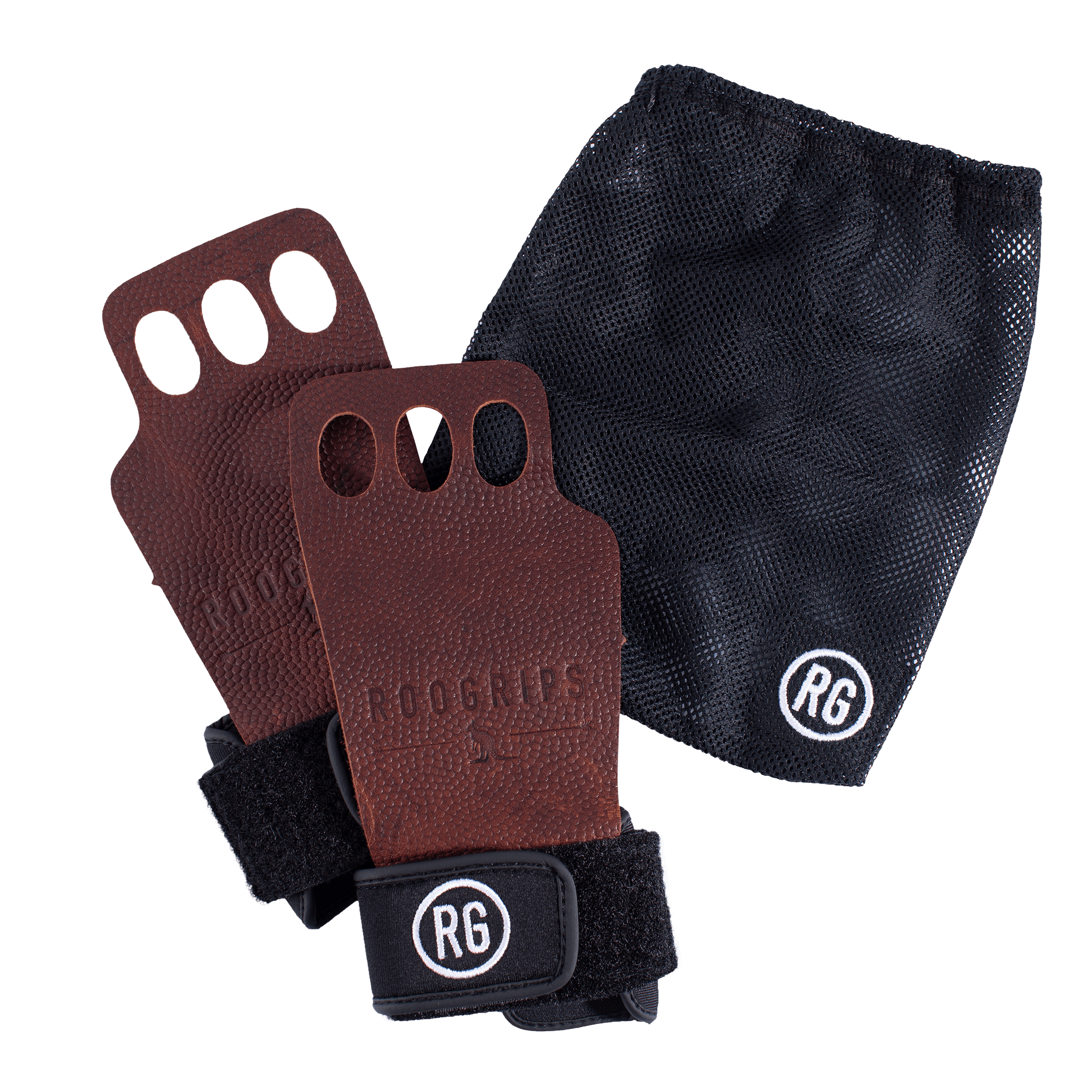 RooGrips Three Finger Pebble Crossfit grips With Bag