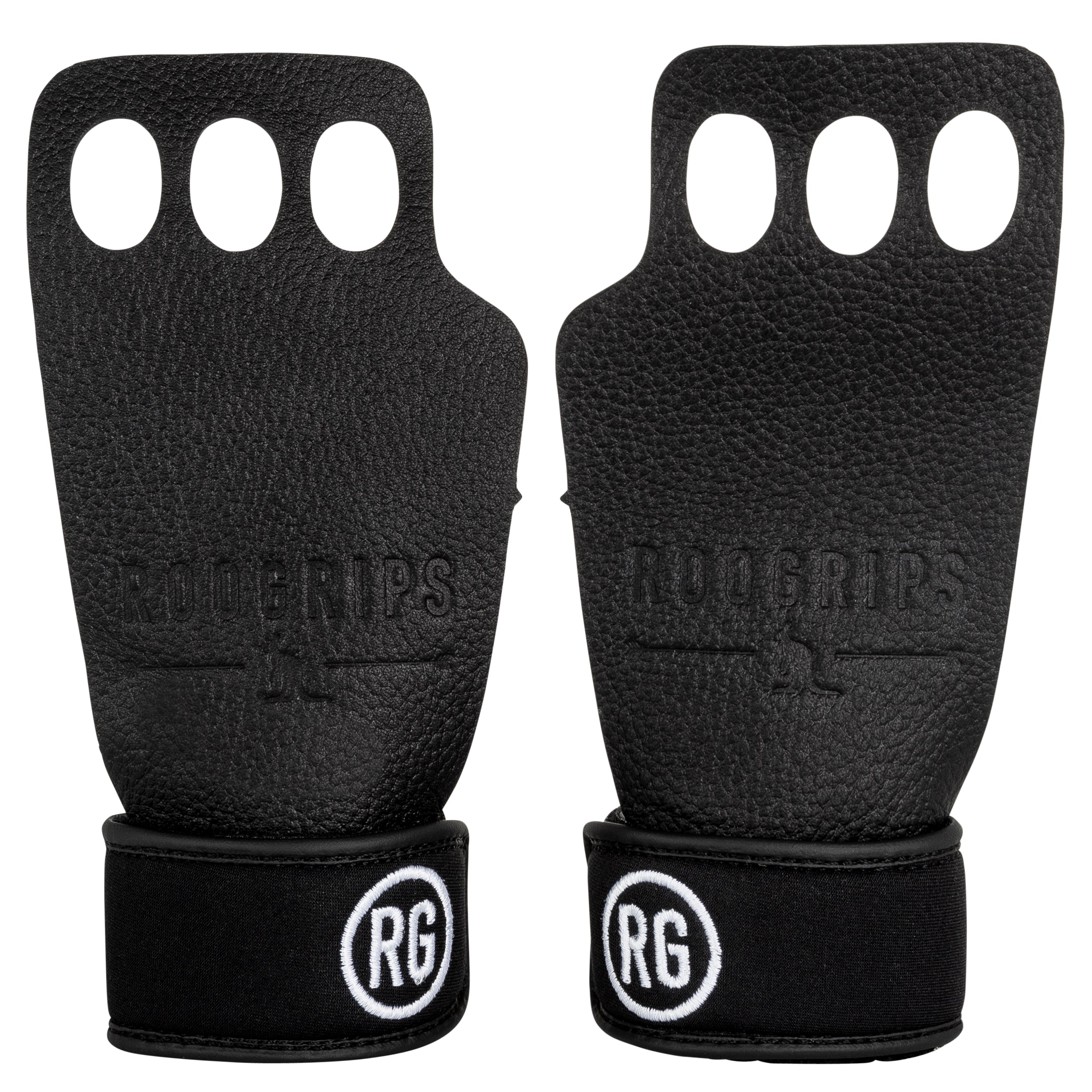 3 Finger Protective Leather Hand Grips Black