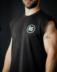 RooGrips Plain Black Tank Top Side View On Man